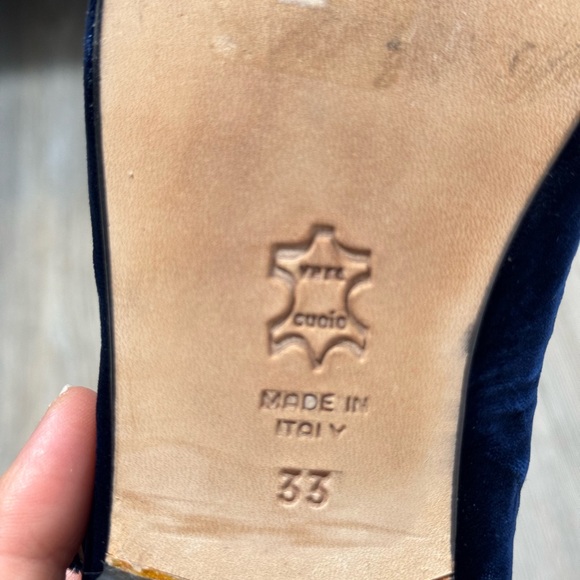 Gallucci Navy Velvet Mary Jane Shoes - Picture 4 of 9